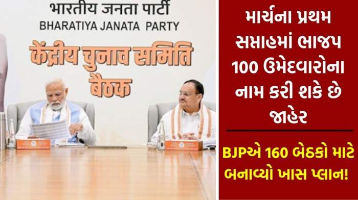 BJPએ 160 બેઠકો માટે બનાવ્યો ખાસ પ્લાન! માર્ચના પ્રથમ સપ્તાહમાં ભાજપ 100 ઉમેદવારોના નામ કરી શકે છે જાહેર